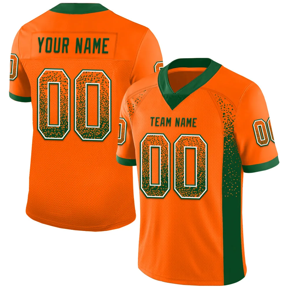 Custom Orange Green-White Mesh Drift Fashion Football Jersey