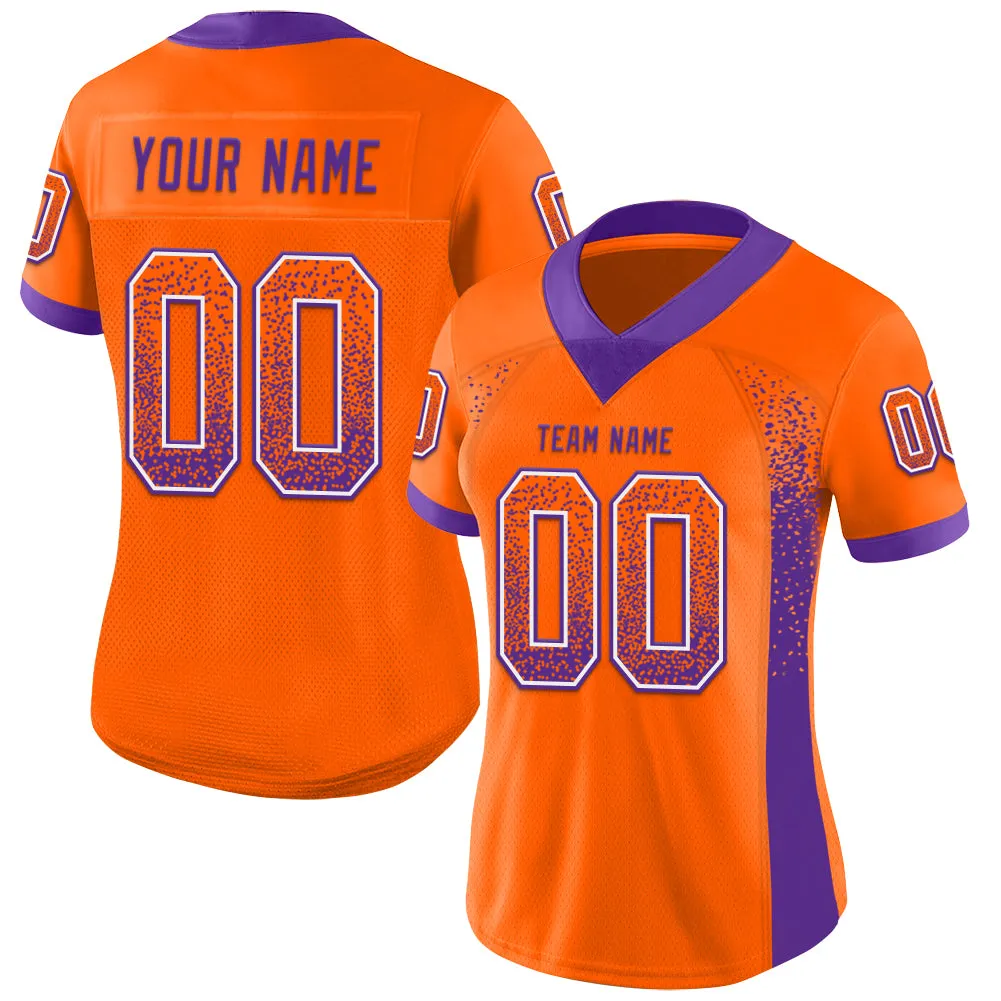 Custom Orange Purple-White Mesh Drift Fashion Football Jersey