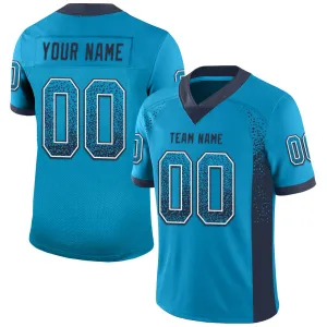 Custom Panther Blue Navy-White Mesh Drift Fashion Football Jersey