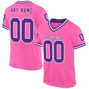 Custom Pink Purple-White Mesh Authentic Throwback Football Jersey