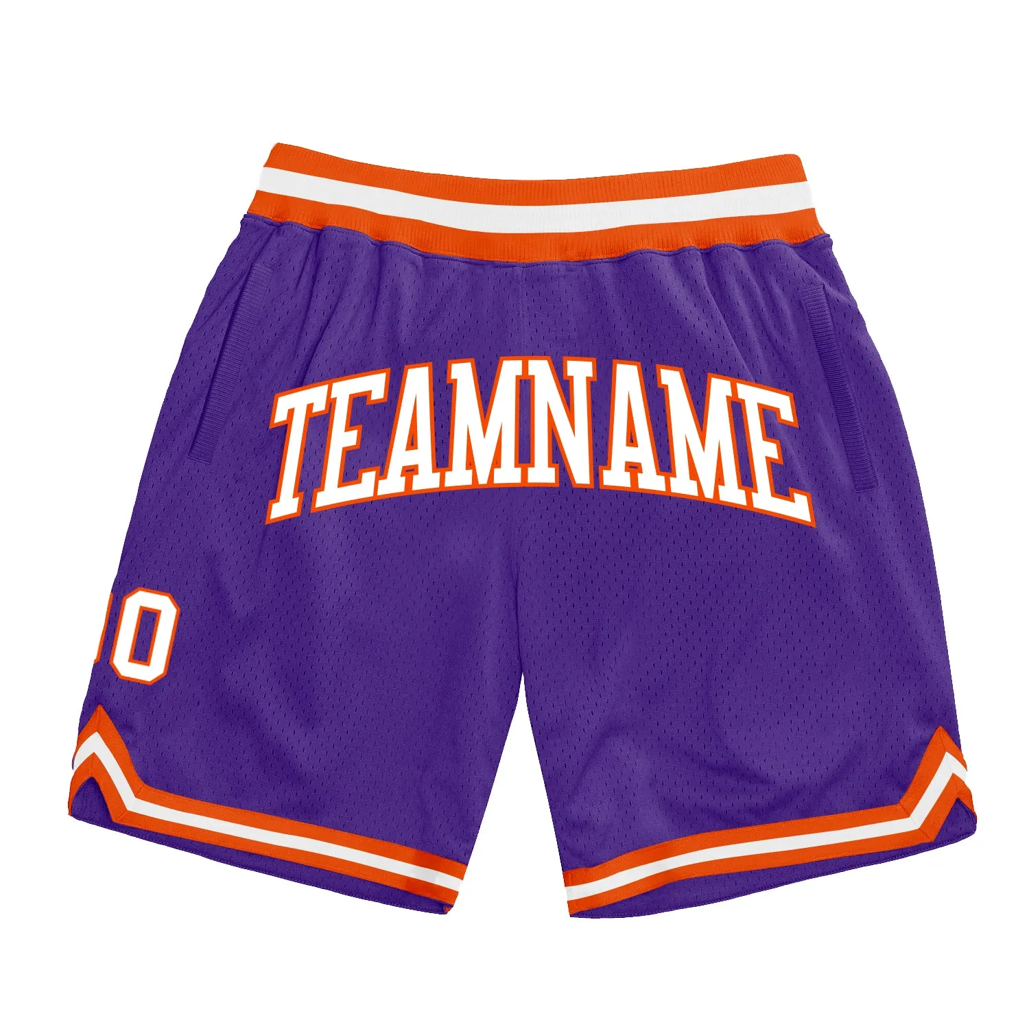 Custom Purple White-Orange Authentic Throwback Basketball Shorts