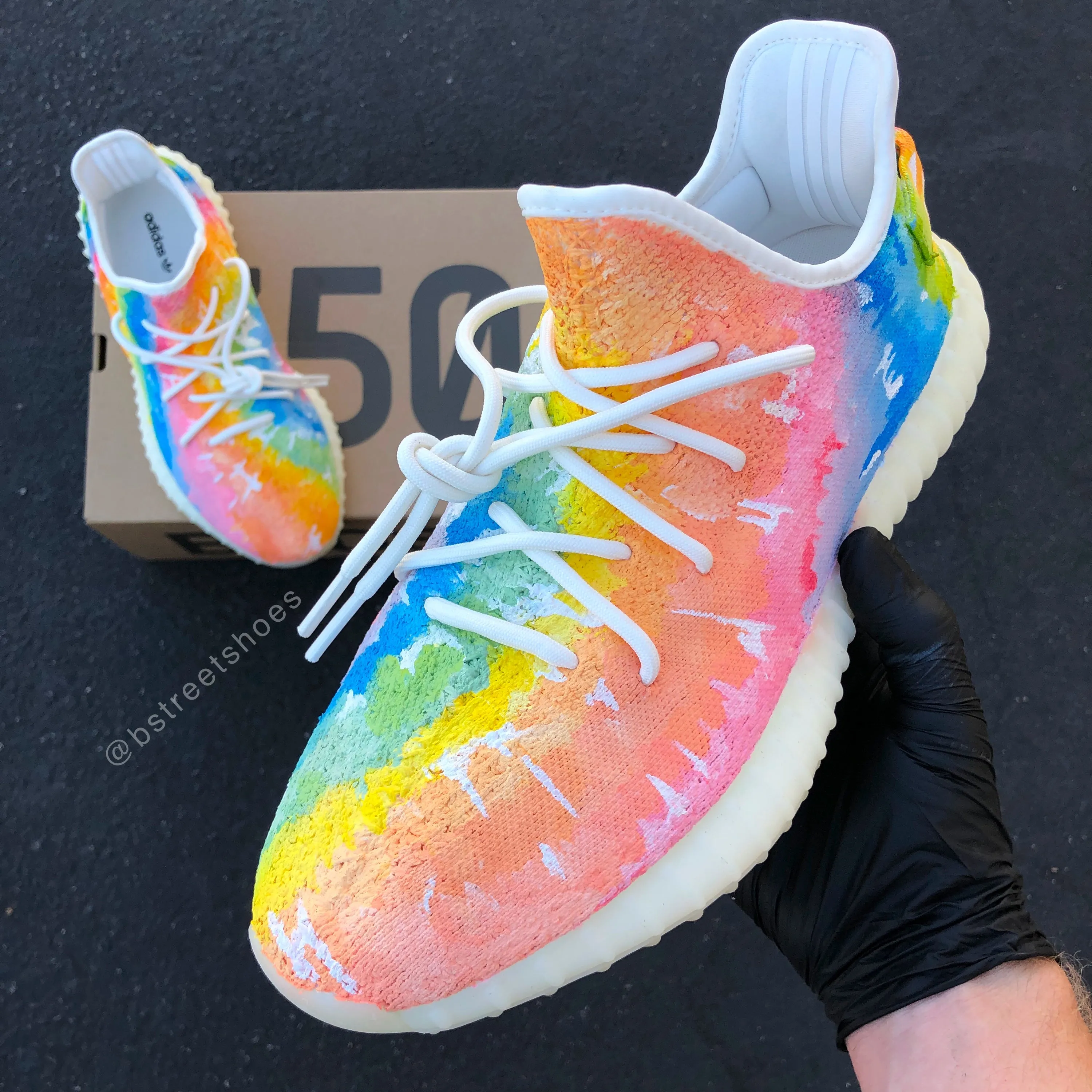 Custom Rainbow Tie Dye Adidas Yeezys