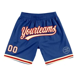 Custom Royal Cream-Red Authentic Throwback Basketball Shorts