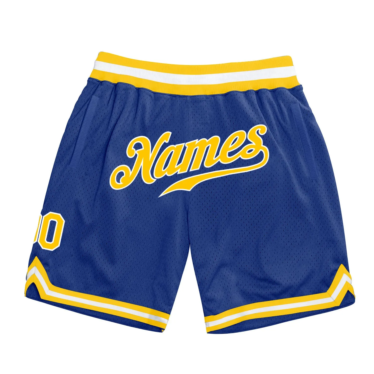 Custom Royal Gold-White Authentic Throwback Basketball Shorts