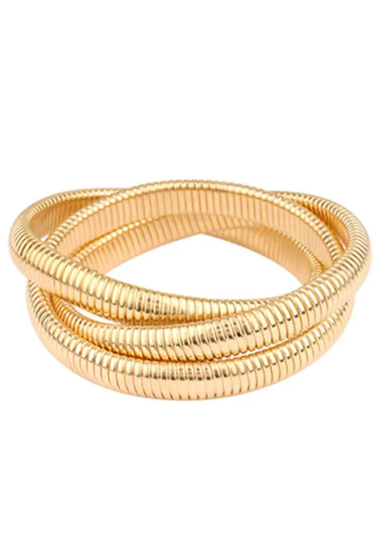 Daija 3 Row Herringbone Layered Bracelet-Gold