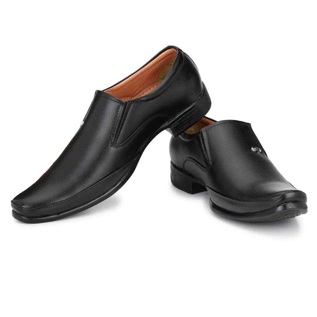 Designer Leatherette Premium Black Party Wear Slip-On Formal Shoes