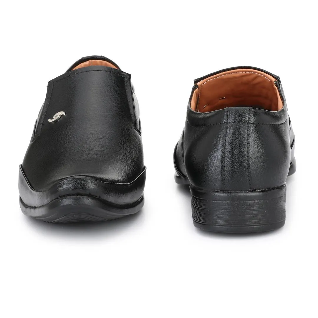 Designer Leatherette Premium Black Party Wear Slip-On Formal Shoes