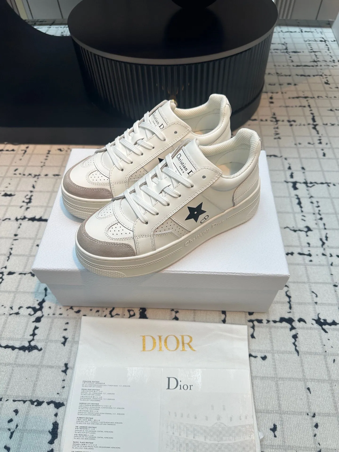 DOR Star Platform Sneaker White Calfskin and Suede-161