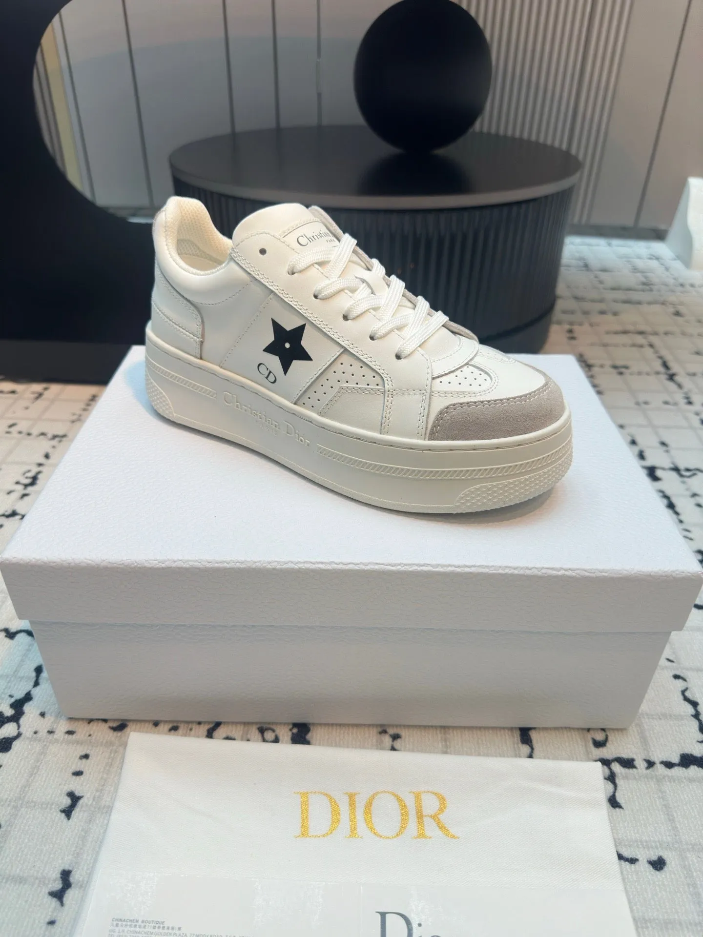 DOR Star Platform Sneaker White Calfskin and Suede-161