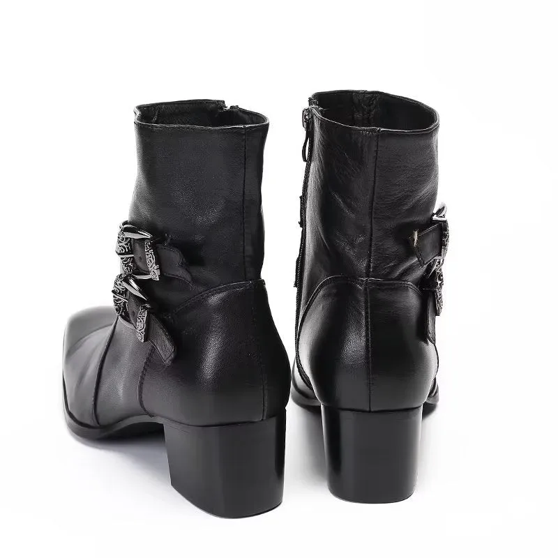 ElegantLux Genuine Leather Zipper Dress Boots