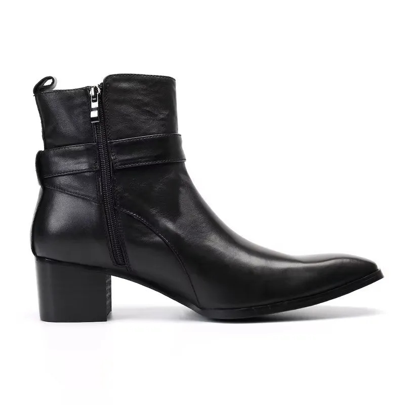 ElegantLux Genuine Leather Zipper Dress Boots