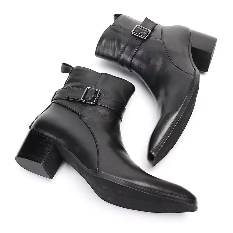 ElegantLux Genuine Leather Zipper Dress Boots