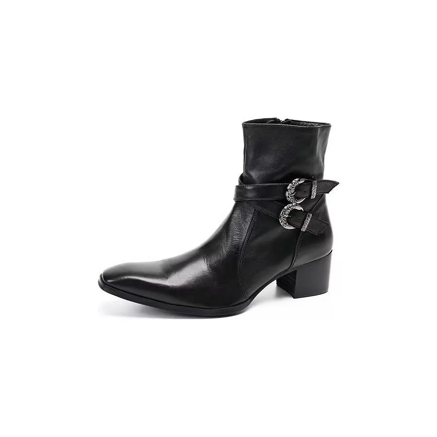 ElegantLux Genuine Leather Zipper Dress Boots