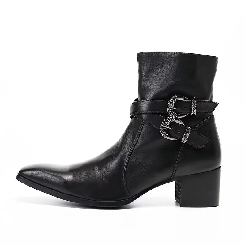 ElegantLux Genuine Leather Zipper Dress Boots