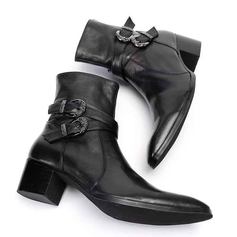 ElegantLux Genuine Leather Zipper Dress Boots