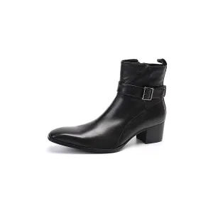 ElegantLux Genuine Leather Zipper Dress Boots