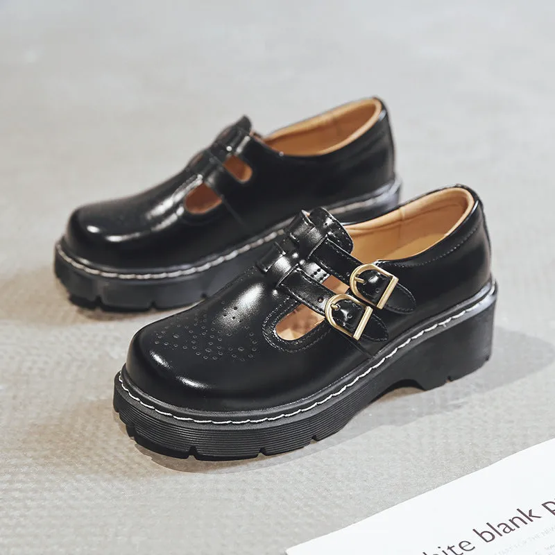 Fashionkova 90s fashion men Beautiful Foot Power Retro Brogue Women's Shoes Thick-Soled Mori Women's Japanese Mary Jane Single-Layer Shoes Cute Big Toe JK Small Leather Shoes