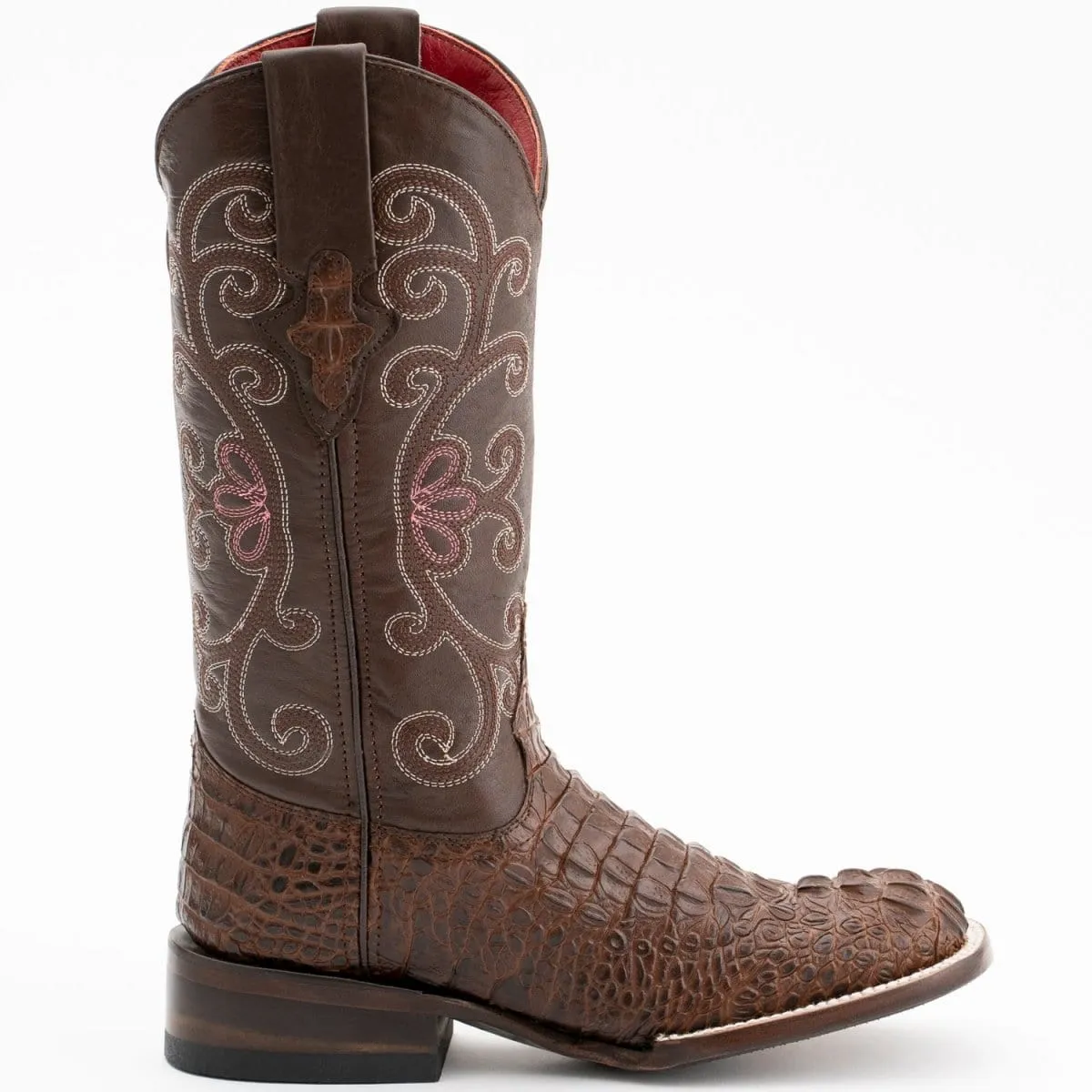 Ferrini Women's Stampede Square Toe Boots Crocodile Print - Rust Brown 9039323