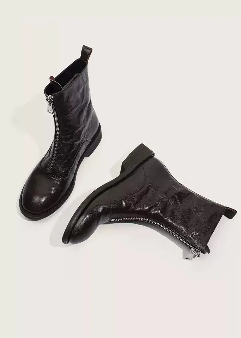 Fiona Front Zip Genuine Leather Boots