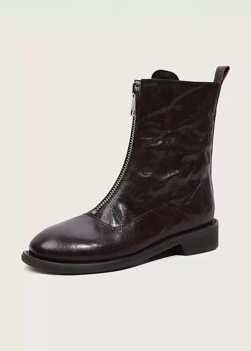 Fiona Front Zip Genuine Leather Boots