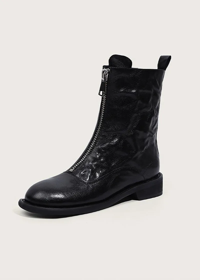 Fiona Front Zip Genuine Leather Boots