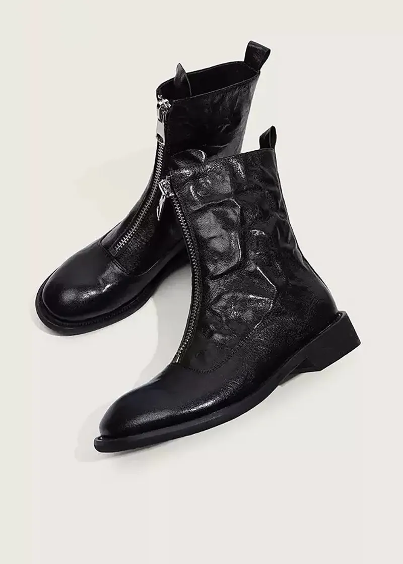 Fiona Front Zip Genuine Leather Boots