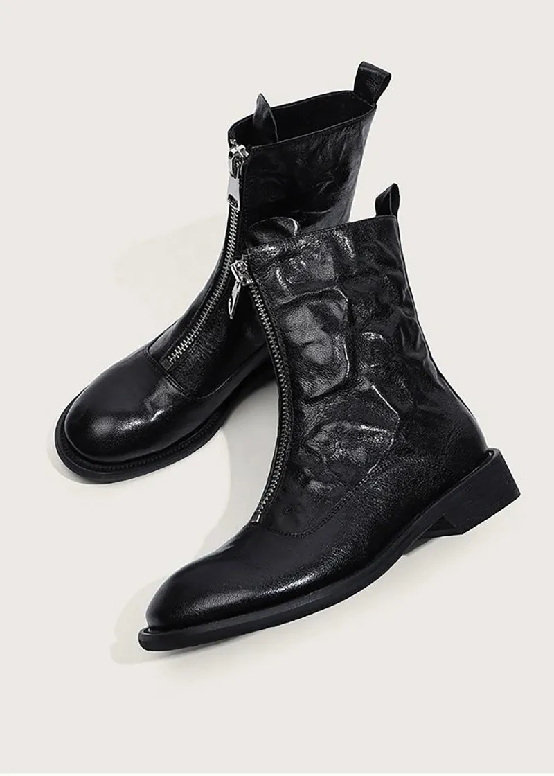 Fiona Front Zip Genuine Leather Boots