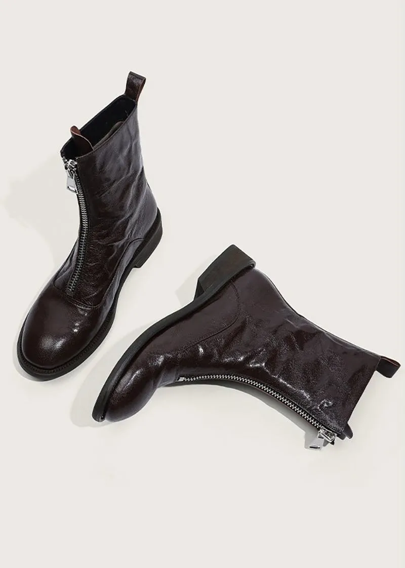 Fiona Front Zip Genuine Leather Boots