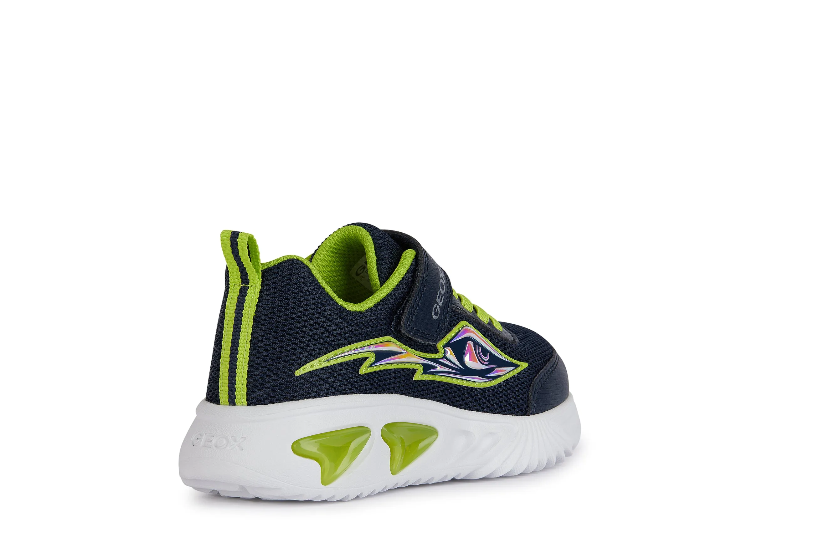 Geox Assister Boys Navy Lime Lights Trainer