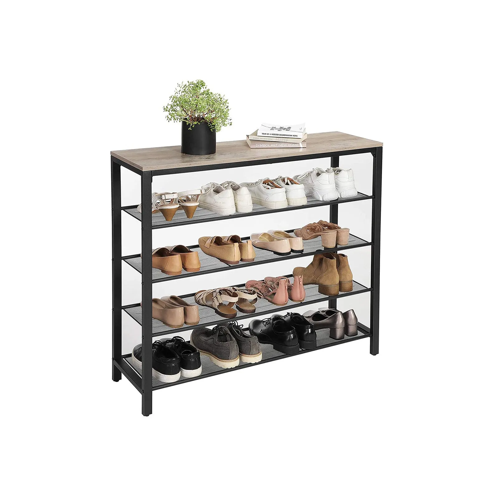 Gray Mesh Shelves Shoe Organizer