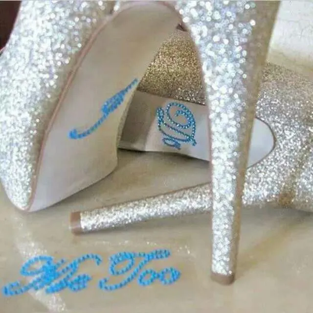 I Do and Me Too Wedding Shoes Stilettos Glitter Stickers