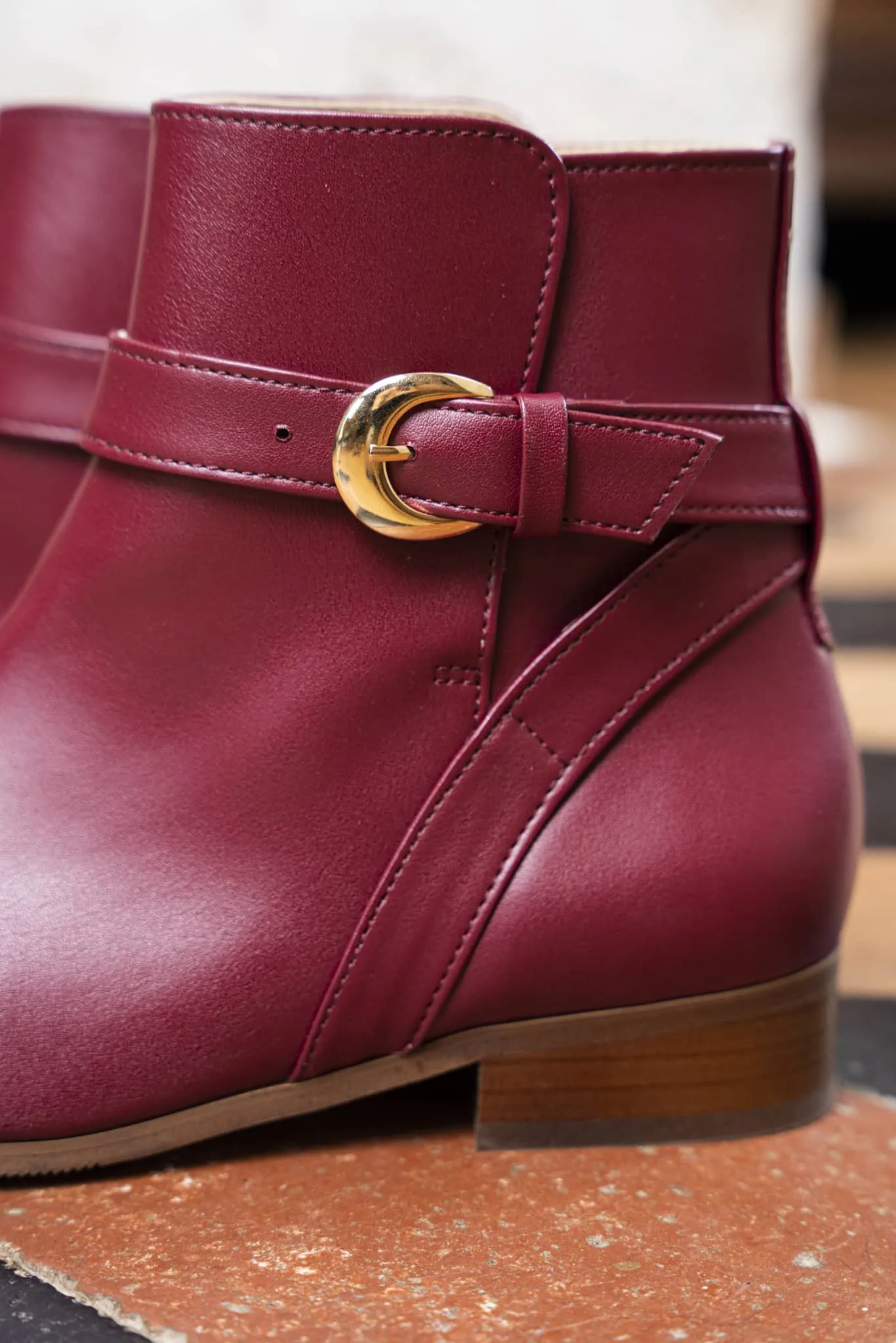 Illusion Vegan Leather Ankle Boots | Burgundy