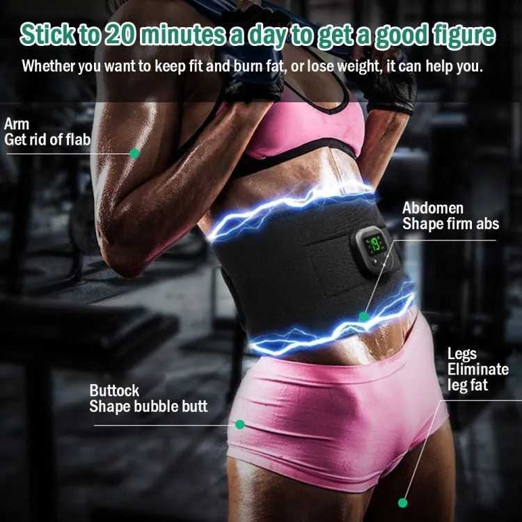 Intelligent EMS Fitness Belt Lazy Fat Dumping Belt Indoor Massage Training Abdominal Fitness Machine(Black)