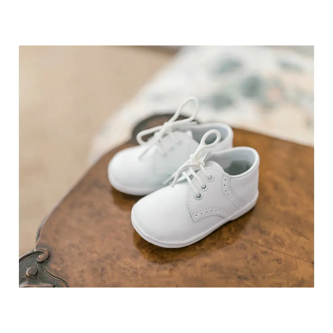 James Boy's White Leather Lace Up Shoe