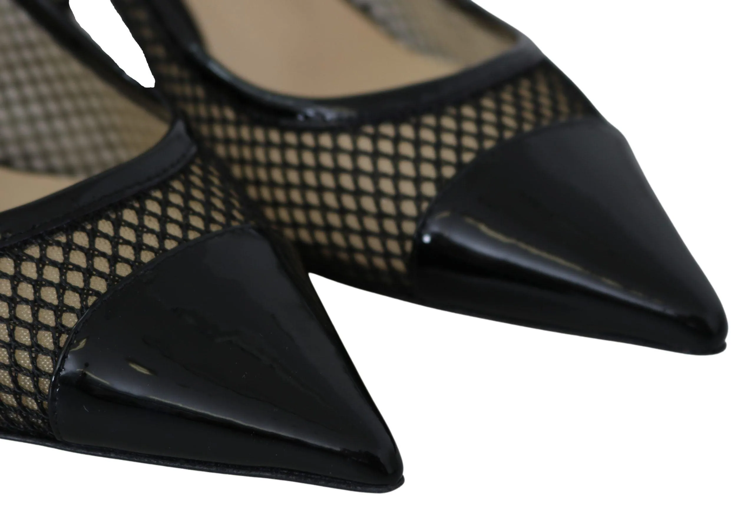 Jimmy Choo Black Mesh and Leather Amika 50 Pumps