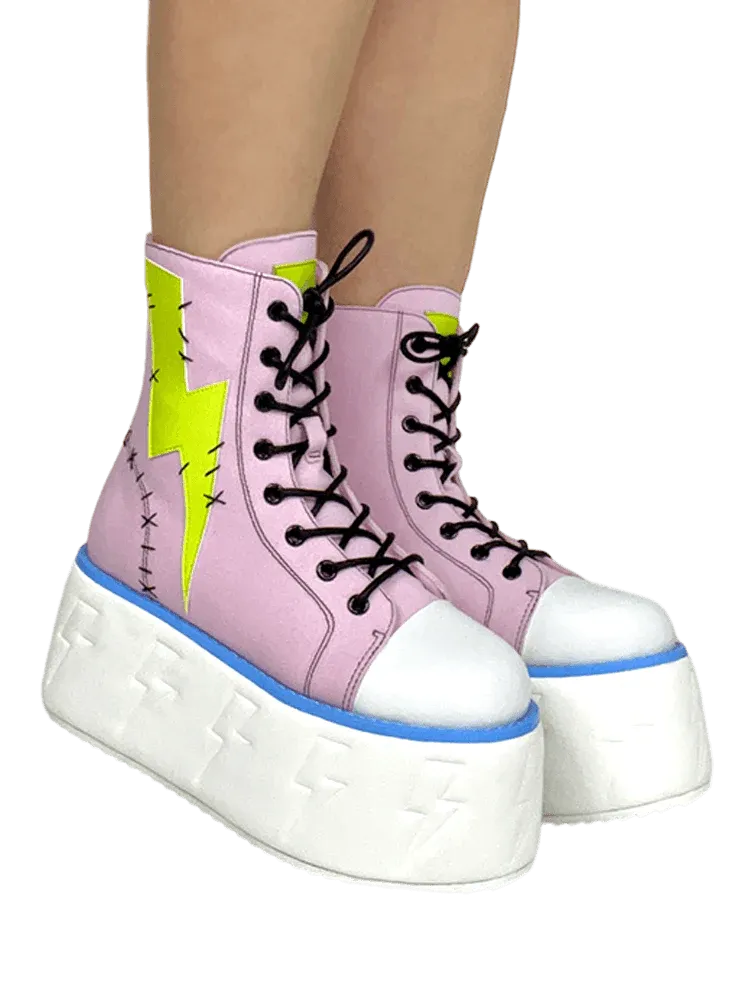 JOLT PINK/GREEN PLATFORM SNEAKERS