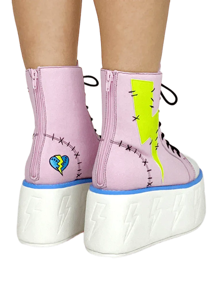 JOLT PINK/GREEN PLATFORM SNEAKERS