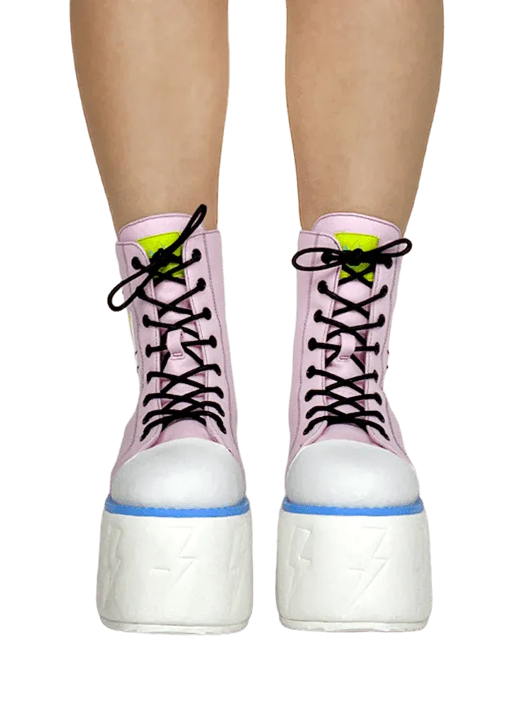 JOLT PINK/GREEN PLATFORM SNEAKERS