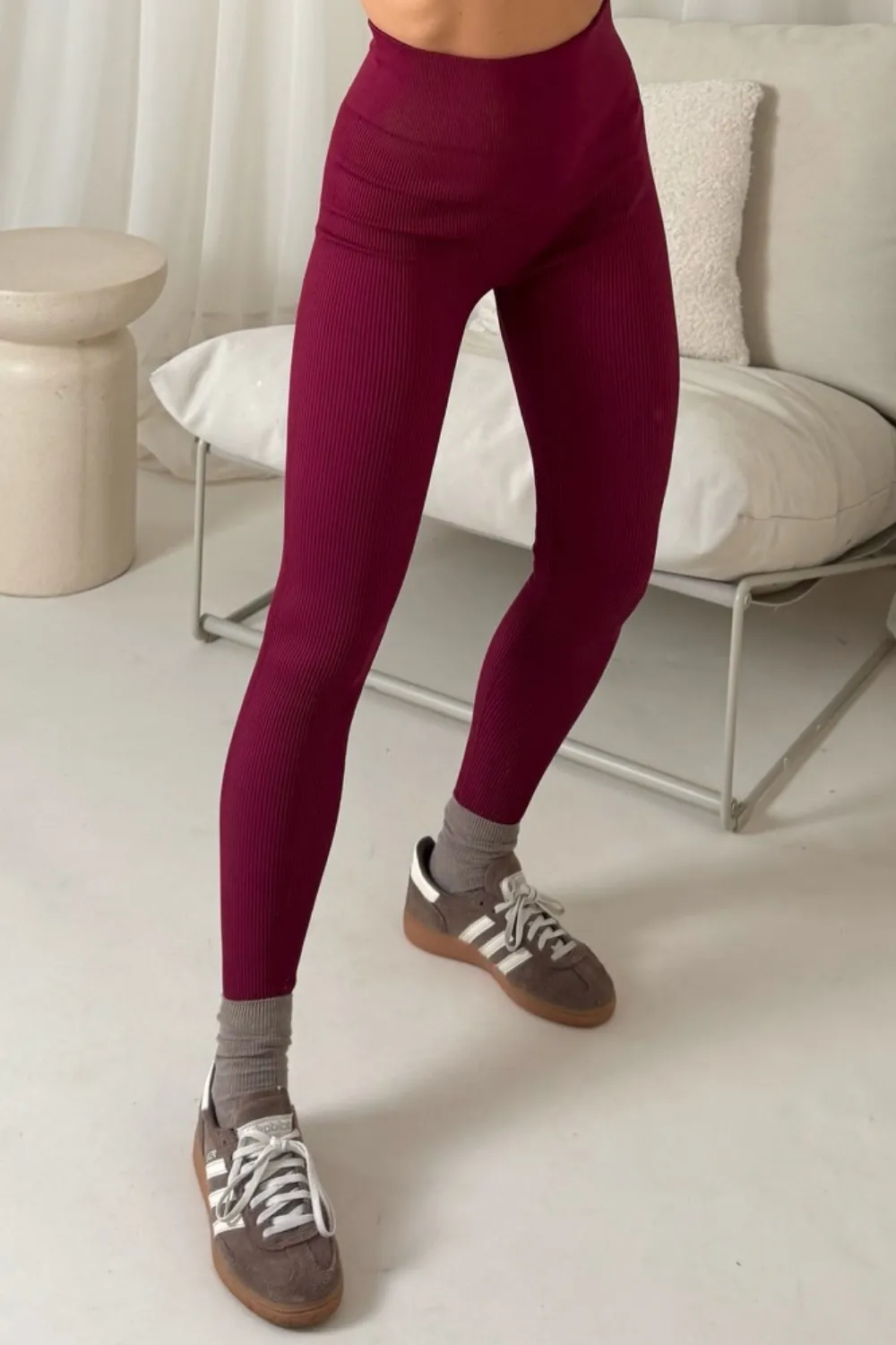 Katy burgundy ribbed leggings