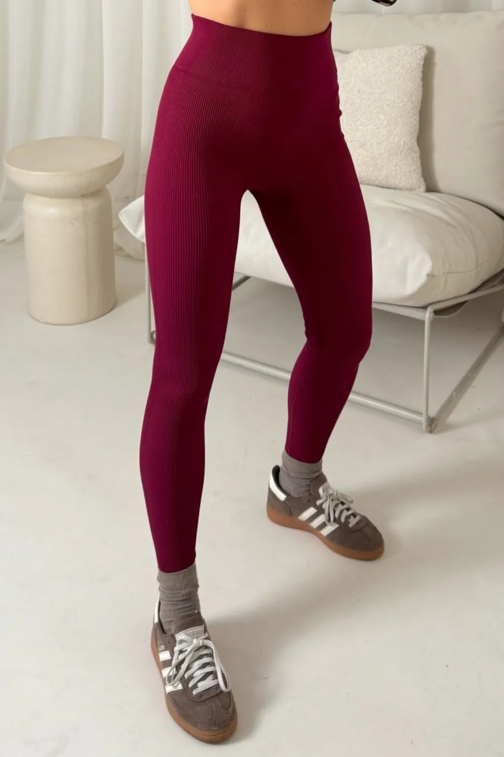 Katy burgundy ribbed leggings