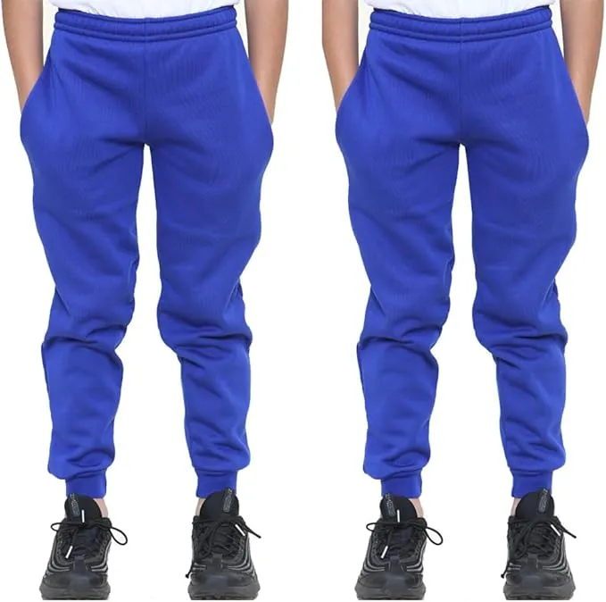 KHIM Fleece Pack of 2 Jogging Trouser Tracksuit Bottom Pant Kids Unisex Girls Boys Activewear