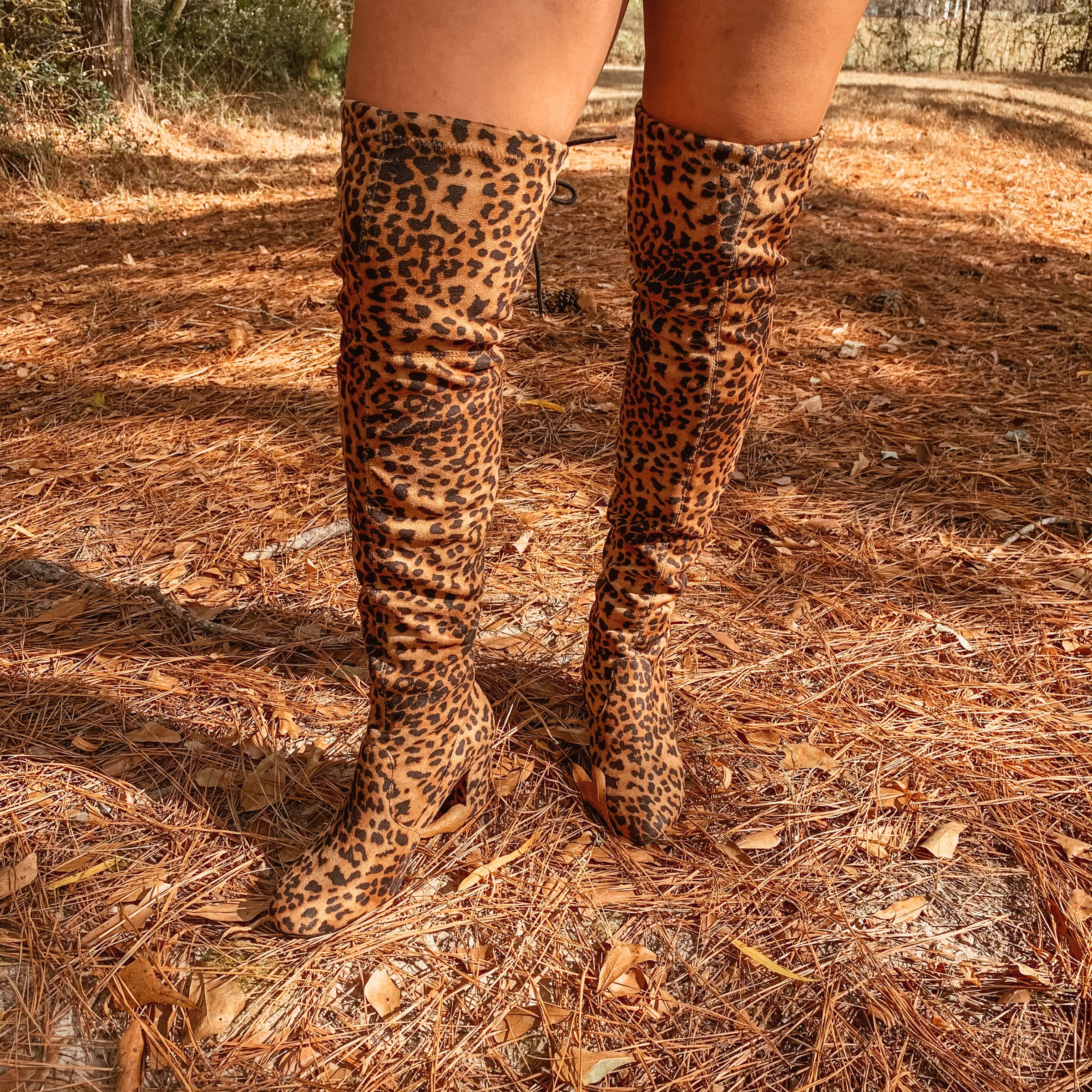 Last Chance Size 5.5 & 6.5 | Saints Faux Suede Thigh High Boots in Cheetah