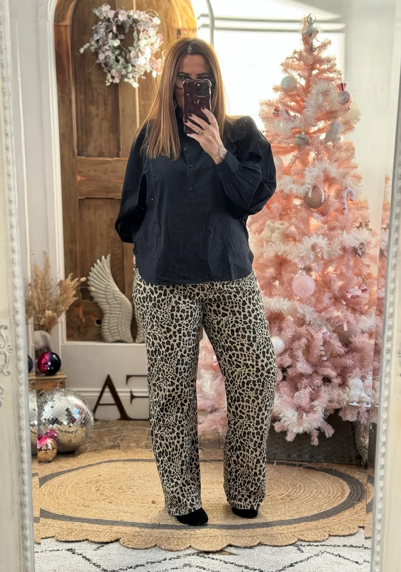 Leopard Print Luxe Straight Leg Jeans