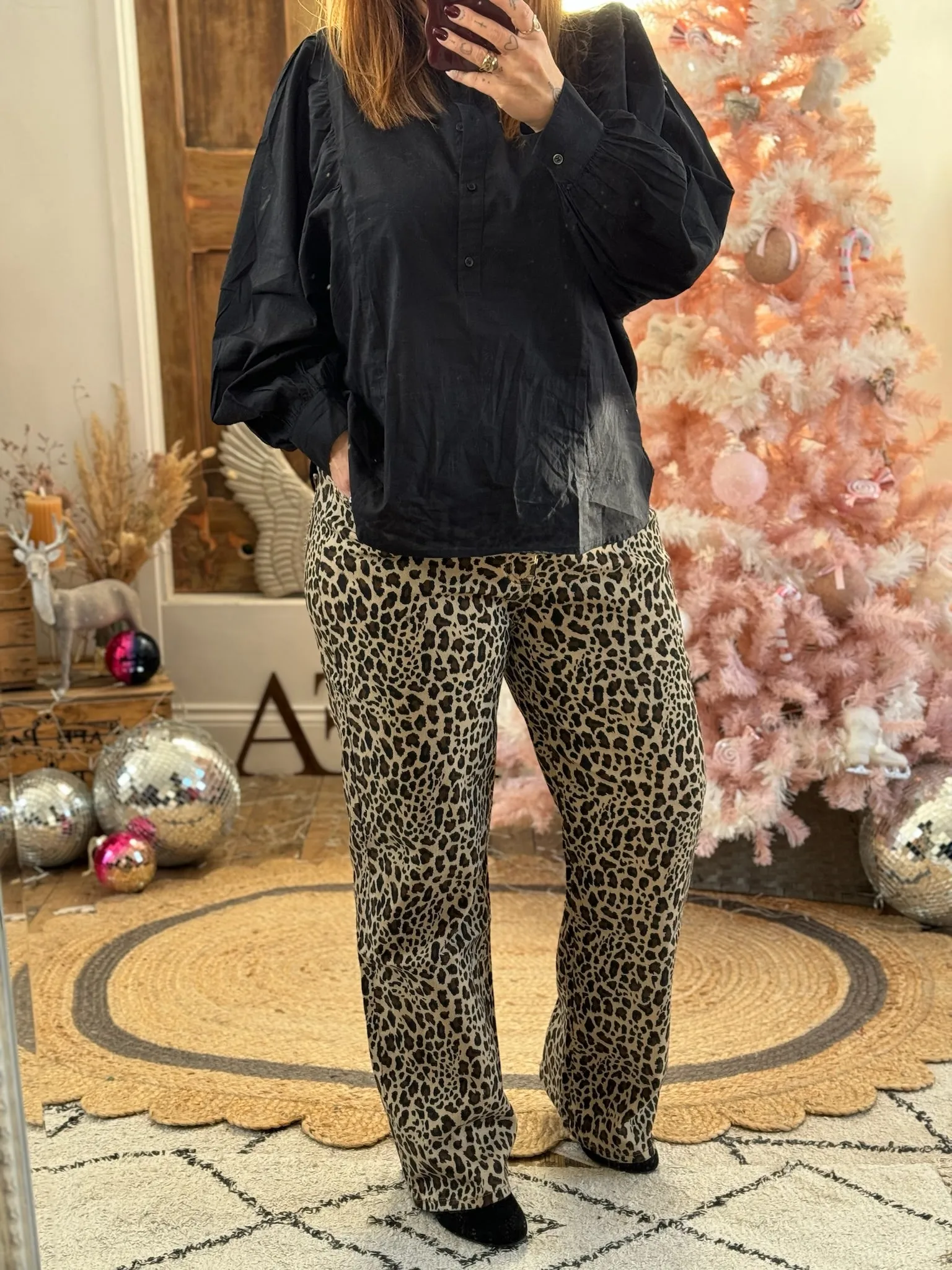 Leopard Print Luxe Straight Leg Jeans