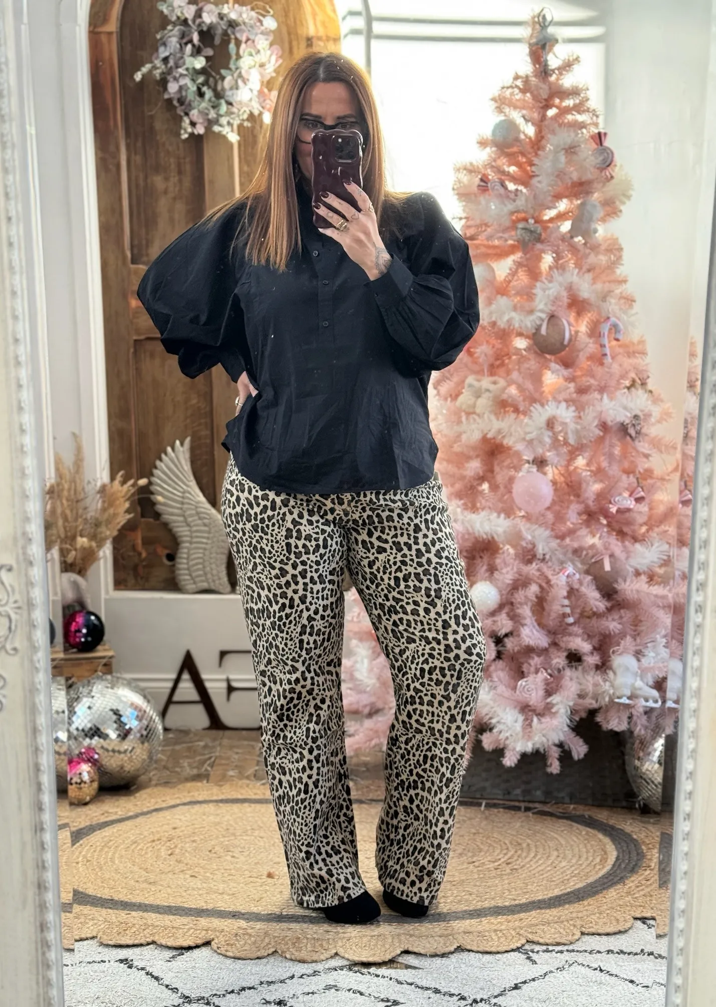 Leopard Print Luxe Straight Leg Jeans