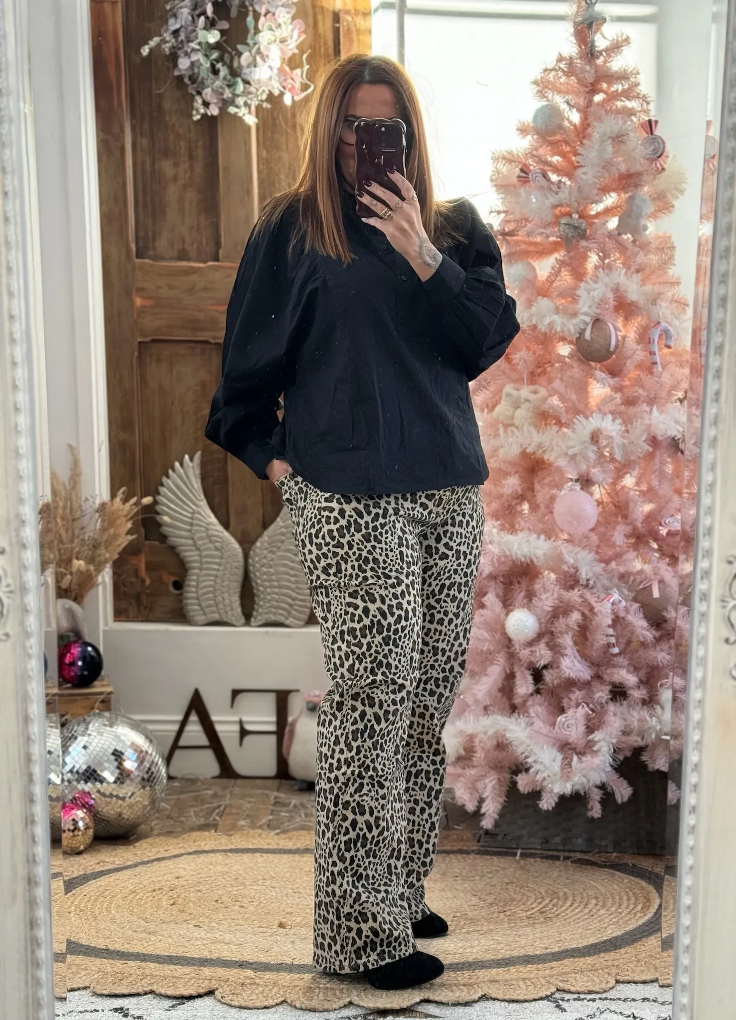 Leopard Print Luxe Straight Leg Jeans