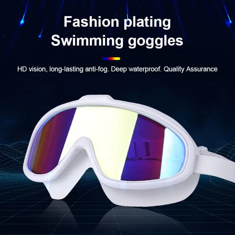 Liquid Silicone Swimming Equipment HD Anti-fog Comfortable Electroplated Swimming Goggles(Black Silver Plated)