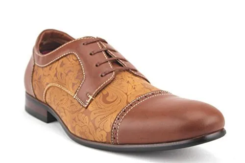 Men's 19398L Floral Print Cap Toe Lace Up Oxford Dress Shoes