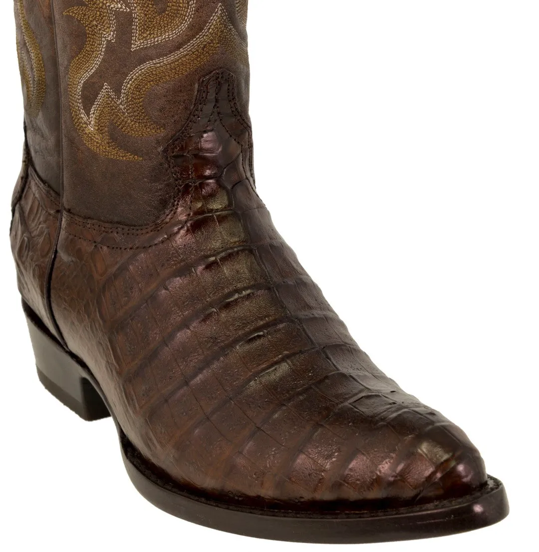 Men's Brown All Real Crocodile Belly Skin Leather Cowboy Boots J Toe - CP1