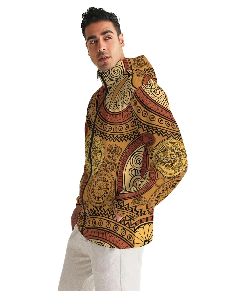 Mens Hooded Windbreaker - Brown Paisley Casual/Sports Water Resistant Jacket - JL120X